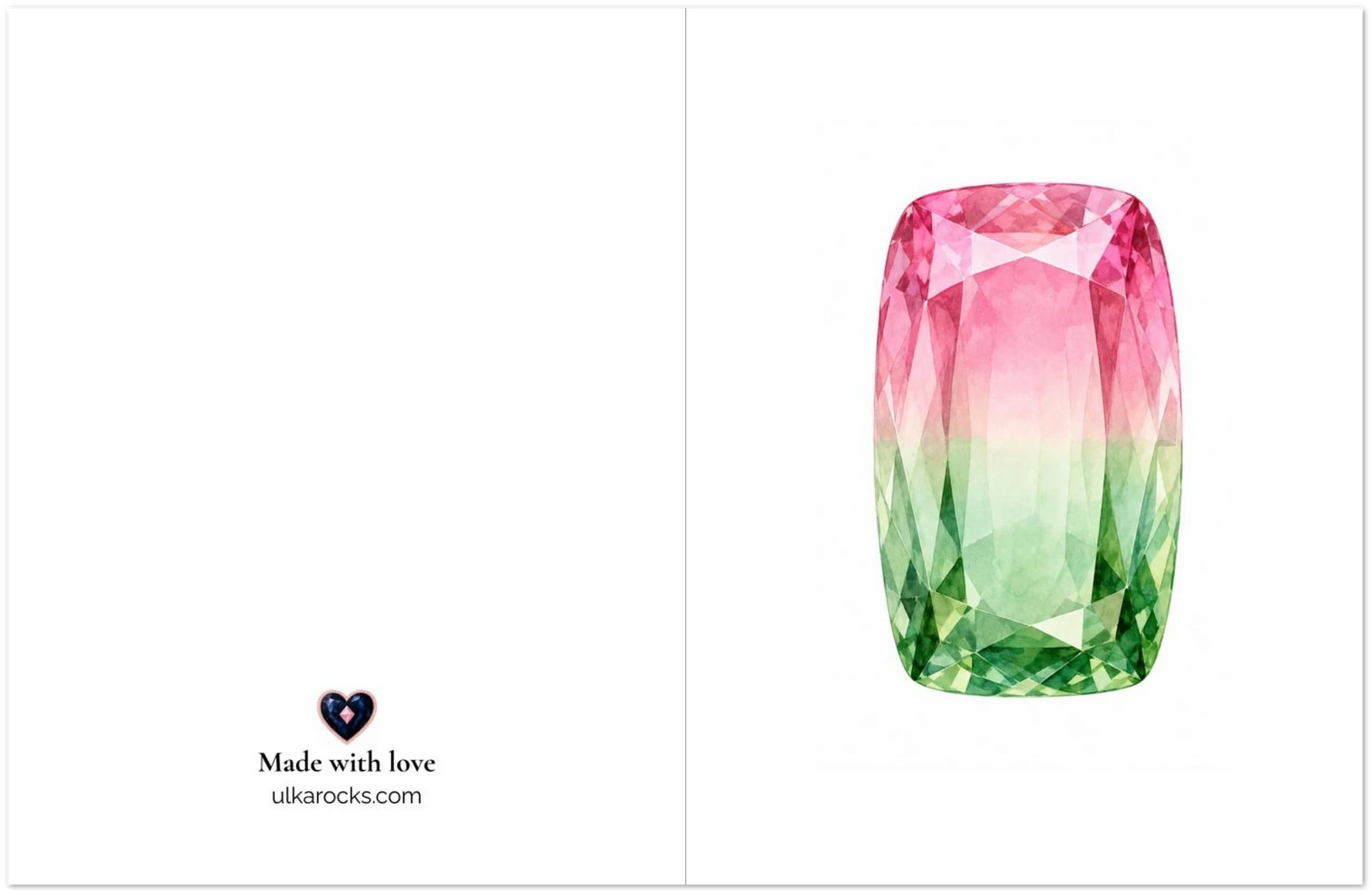 Tourmaline Birthstone Greeting Cards, Pack of 10 | Ulka Rocks
