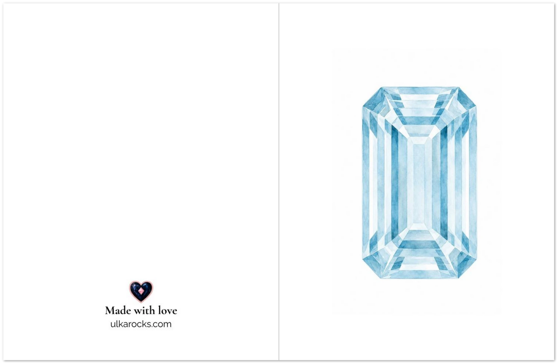 Aquamarine Birthstone Greeting Cards, Pack of 10 | Ulka Rocks