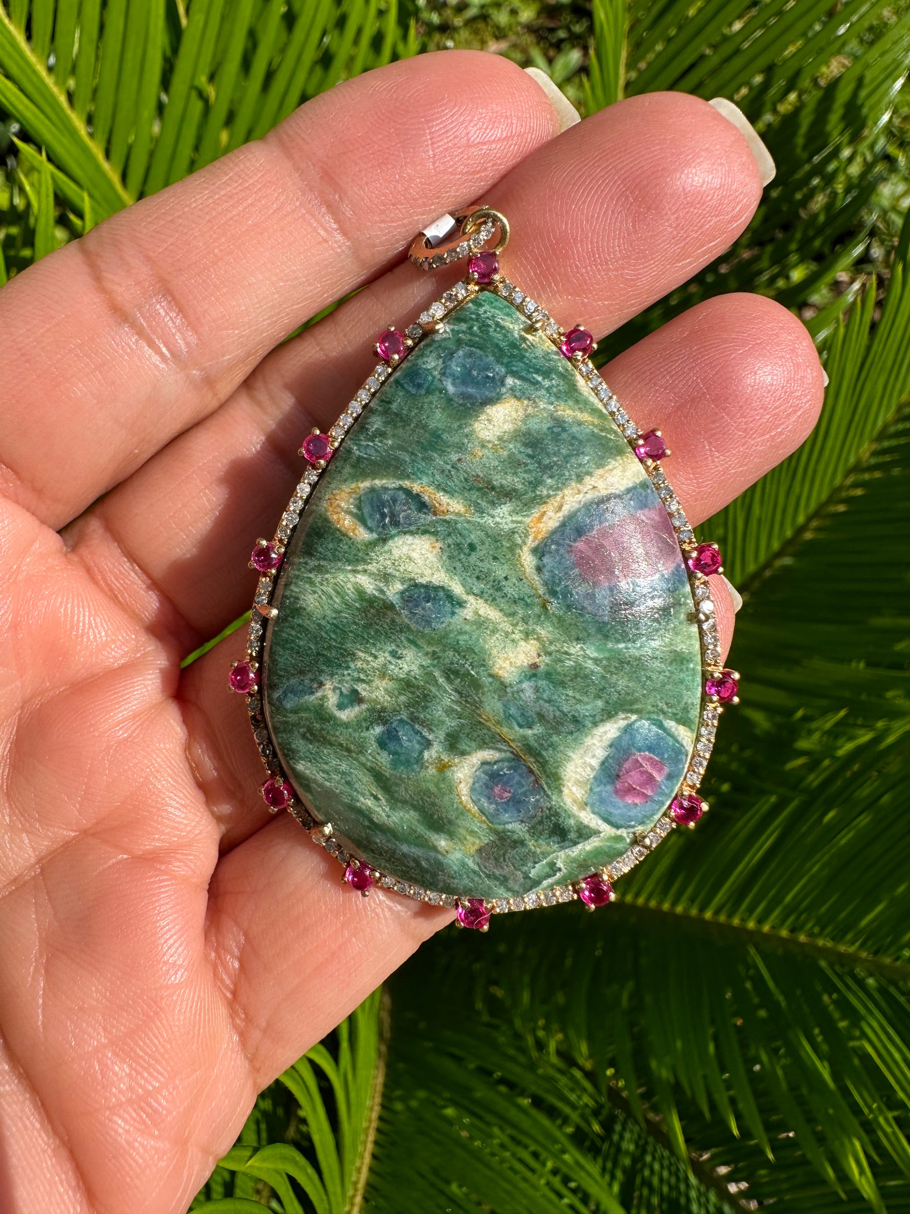 Pink Ruby Zoisite Necklace and Pendant Set | Ulka Rocks