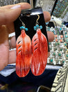 Feather Spiny Oyster Earrings