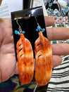 Feather Spiny Oyster Earrings