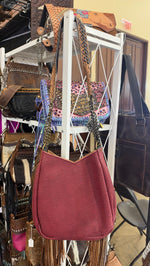 Heritage Brand Marilyn bag, red pebbled leather back with chain strap