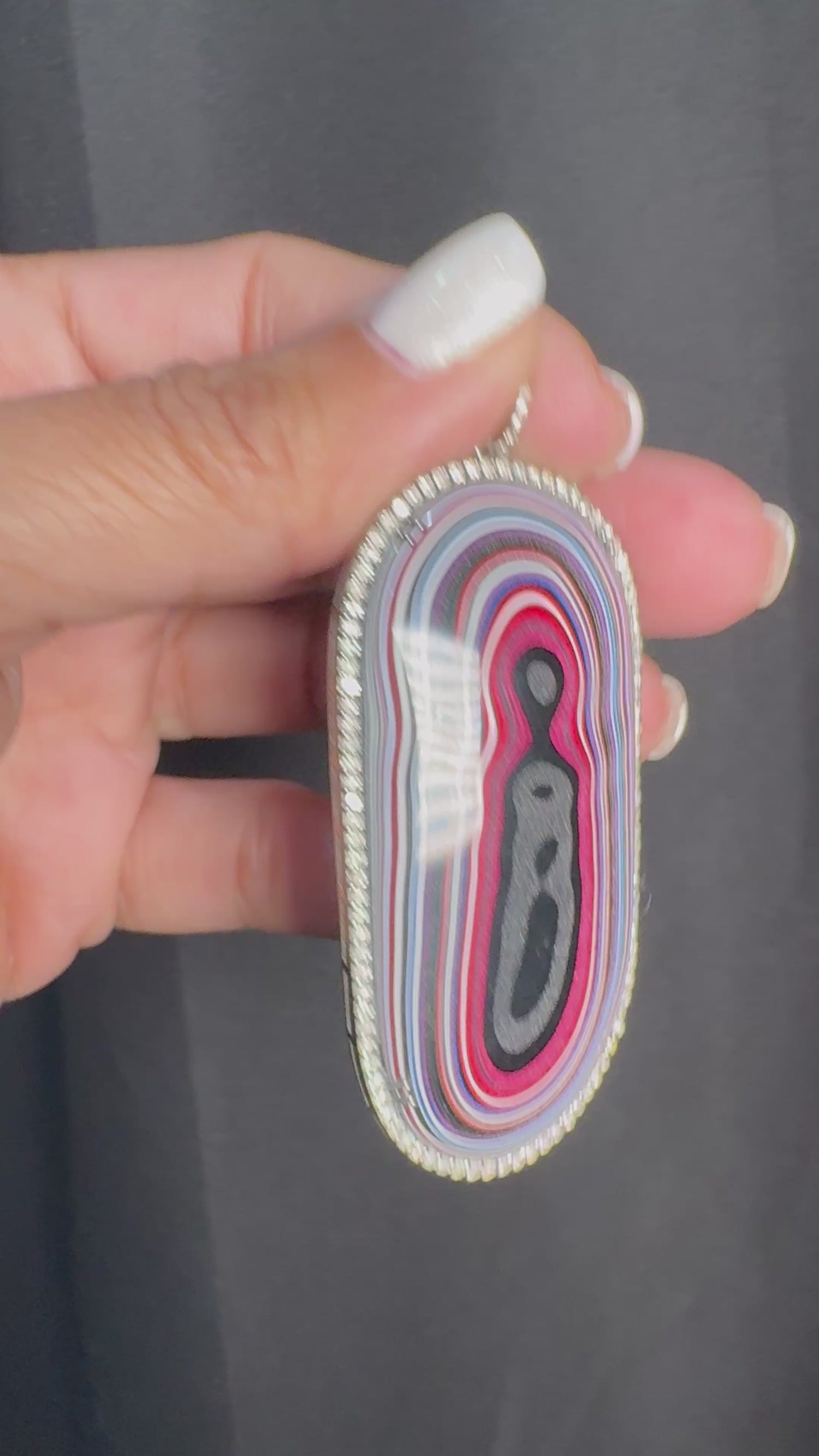 Limited Edition Fordite Diamond Pendant | Coastal Luxe | Polished Light