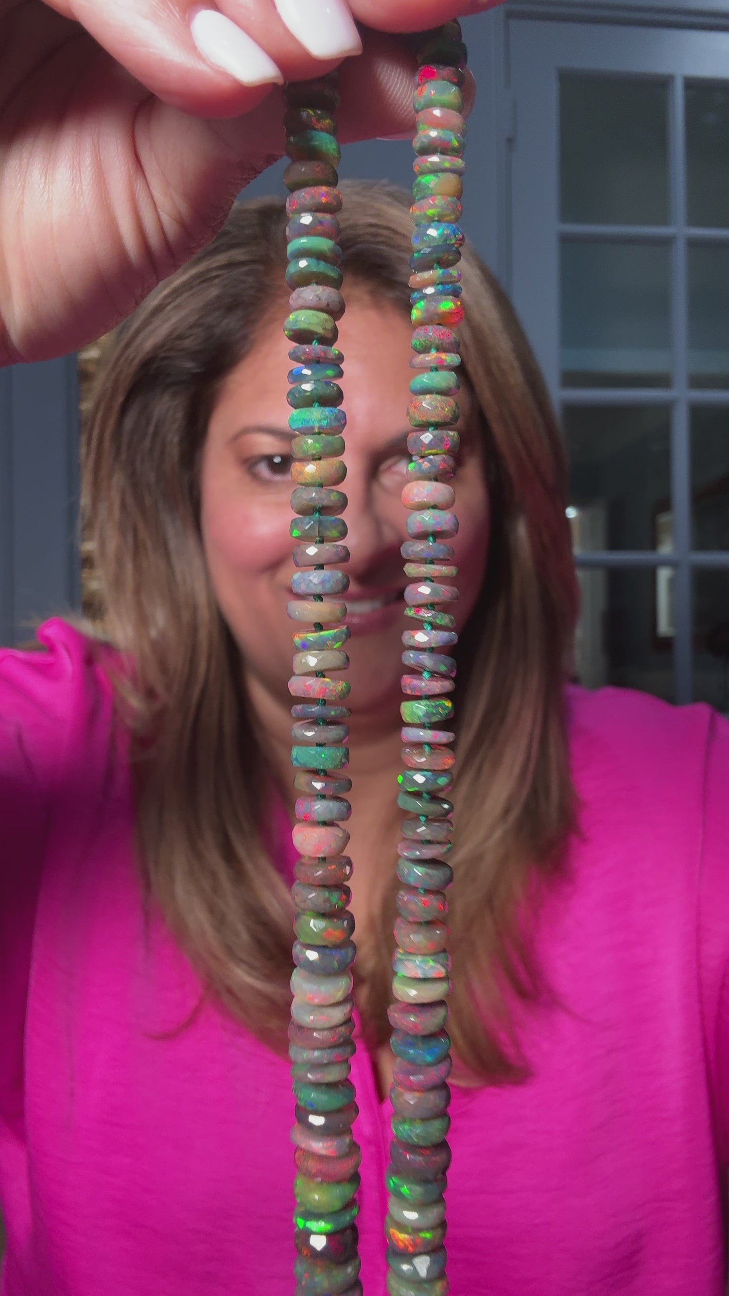 18” Black Opal Necklace with Diamond Clasp & Kaleidoscope Agate Pendant | Work to Dinner | Confident & Colorful