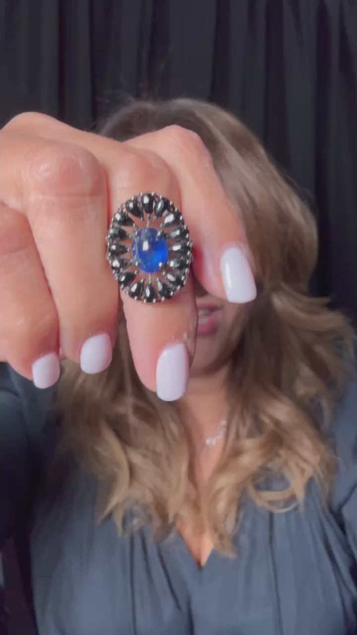 Kyanite and Black Spinel Ring | Day-to-Night | Investment Brilliance