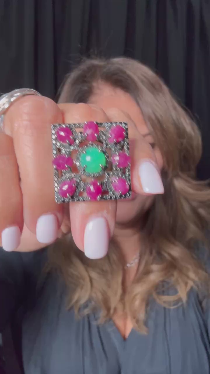 Emerald, Ruby and Black Spinel Ring | Seasonal Transition | Quiet Light