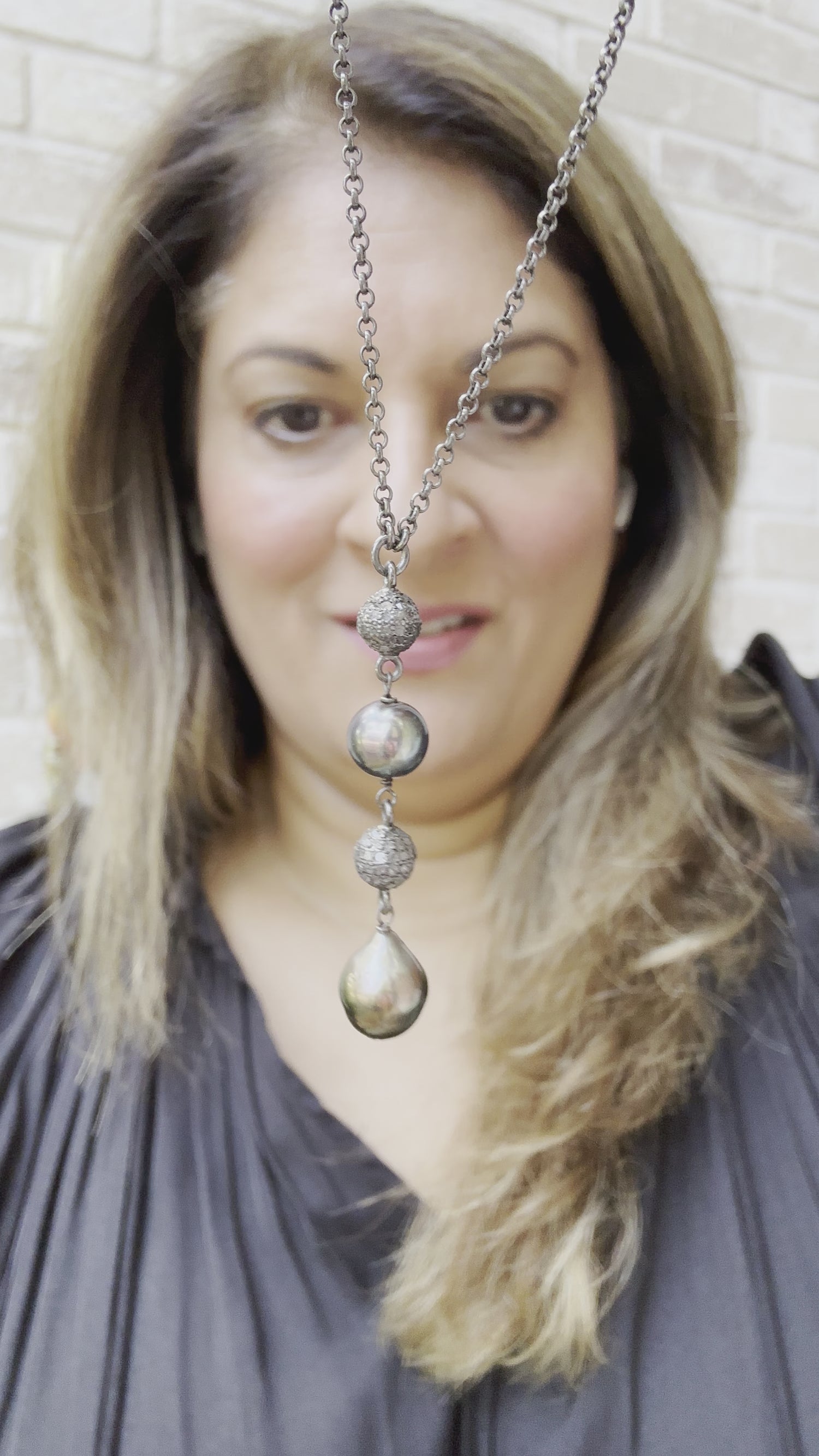 Tahitian Pearl and Diamond Drop Necklace | Confident Color Story | Timeless Light