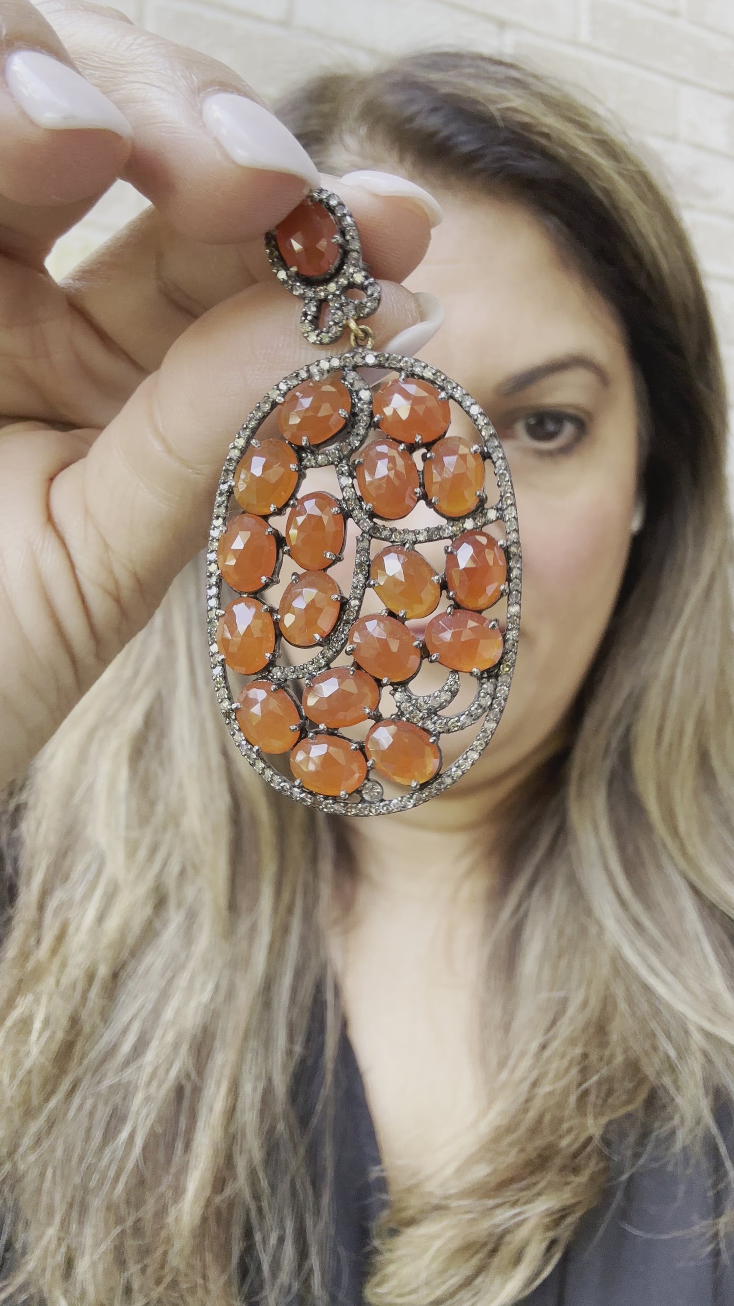 Carnelian Diamond Earrings | Confident Color Story | Timeless Light