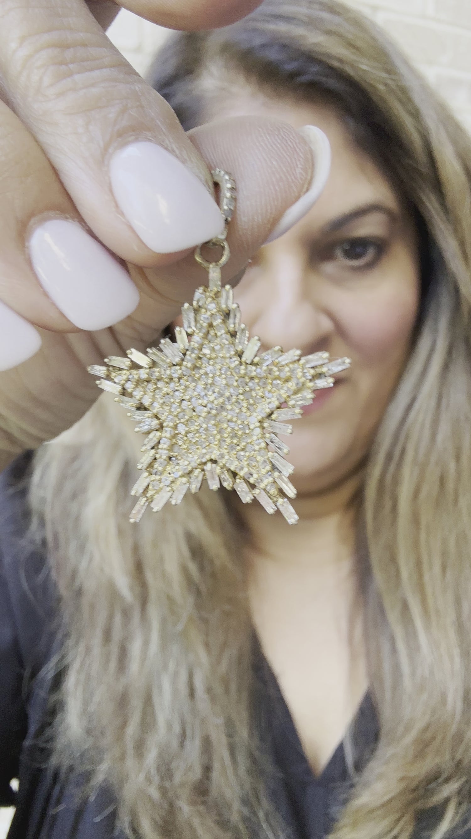 Diamond & Cz Gold-Plated Pendant | Coastal Luxe | Polished Light