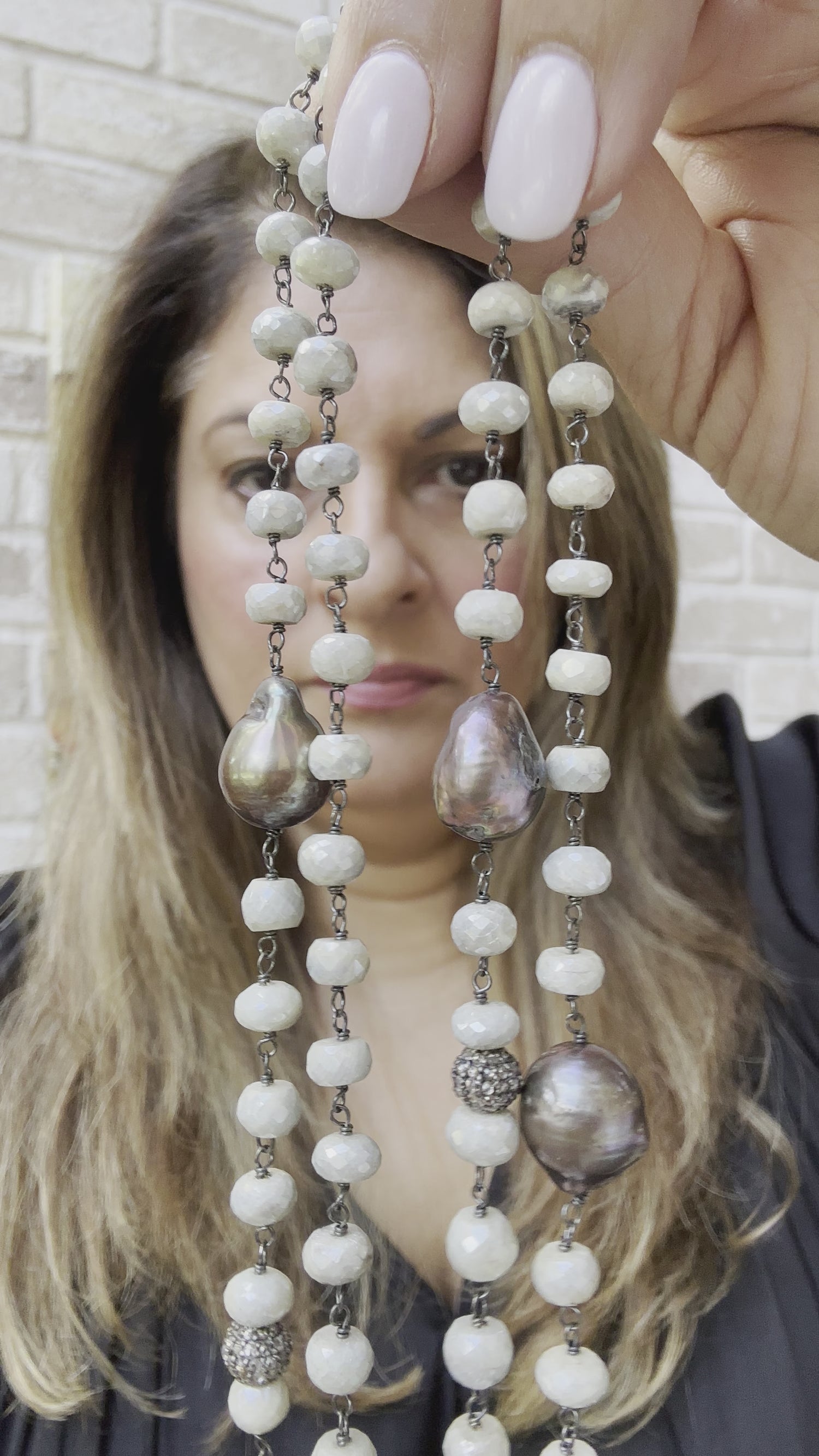 Wire-Wrapped Spinel Necklace with Chocolate Tahitian Pearl and Diamond Bead Accents | Everyday Luxury | Effortless Brilliance