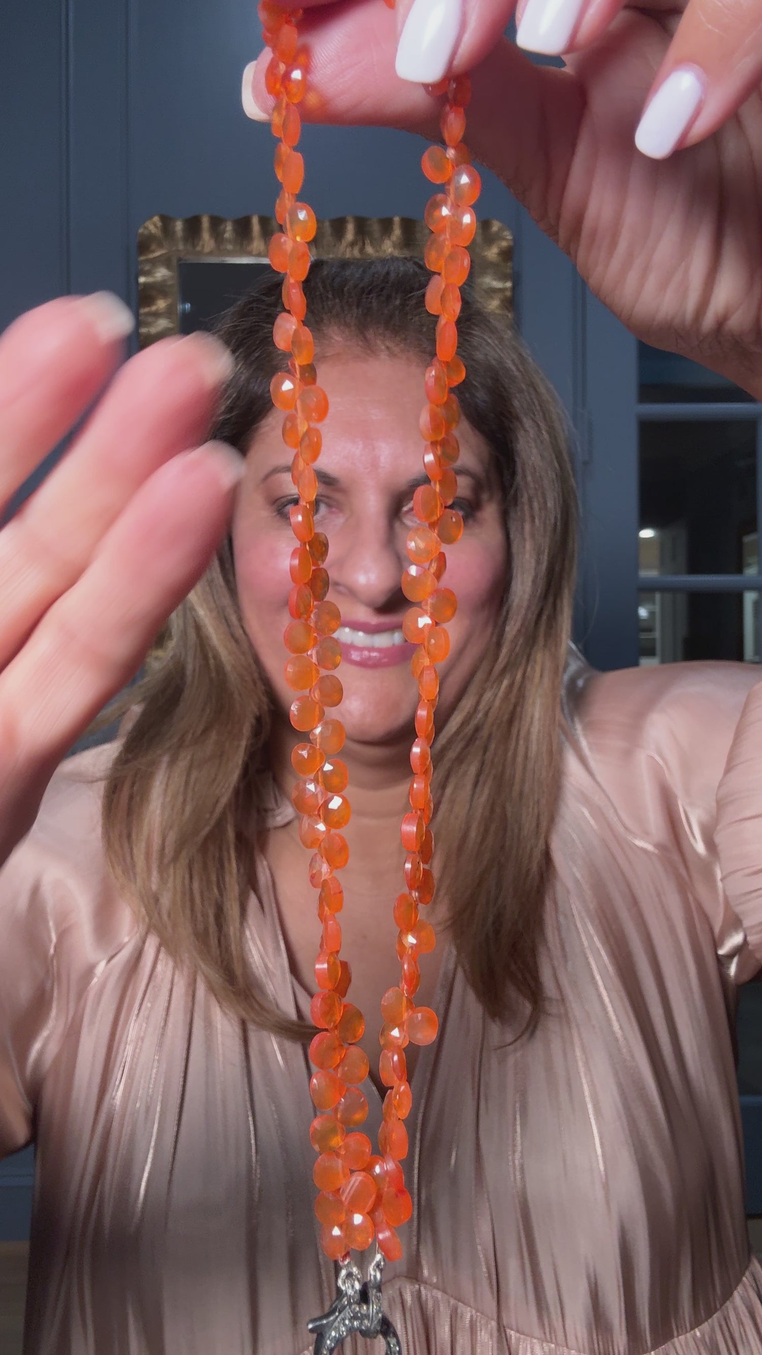 17.5" Carnelian Necklace with Diamond Clasp & Rainbow Sapphire Pendant | Statement Necklace | Jewelry That Tells a Story in Bold Color