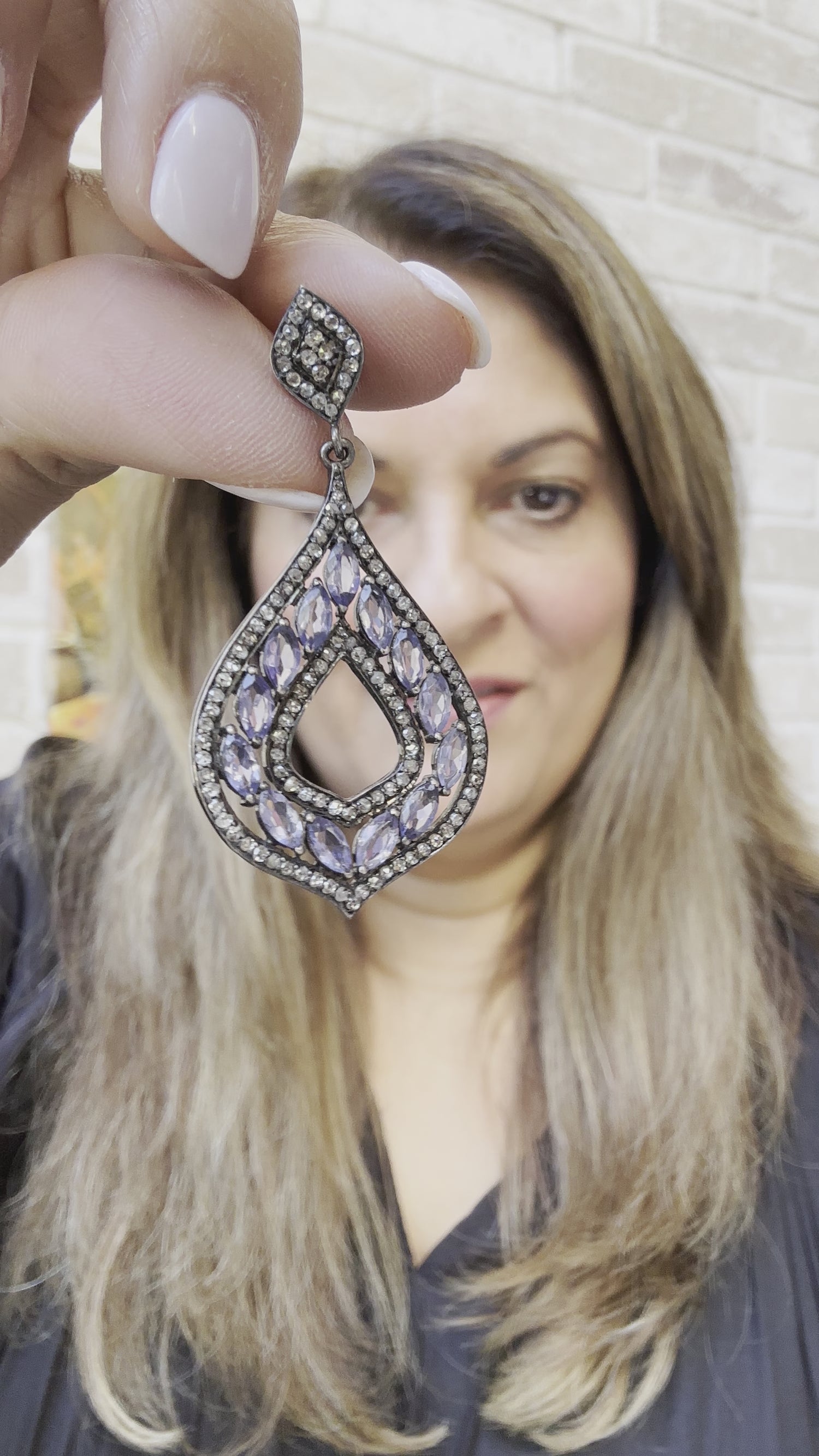 Tanzanite & Diamond Sterling Silver Drop | Layering Made Easy | Saturated Blue-Purple
