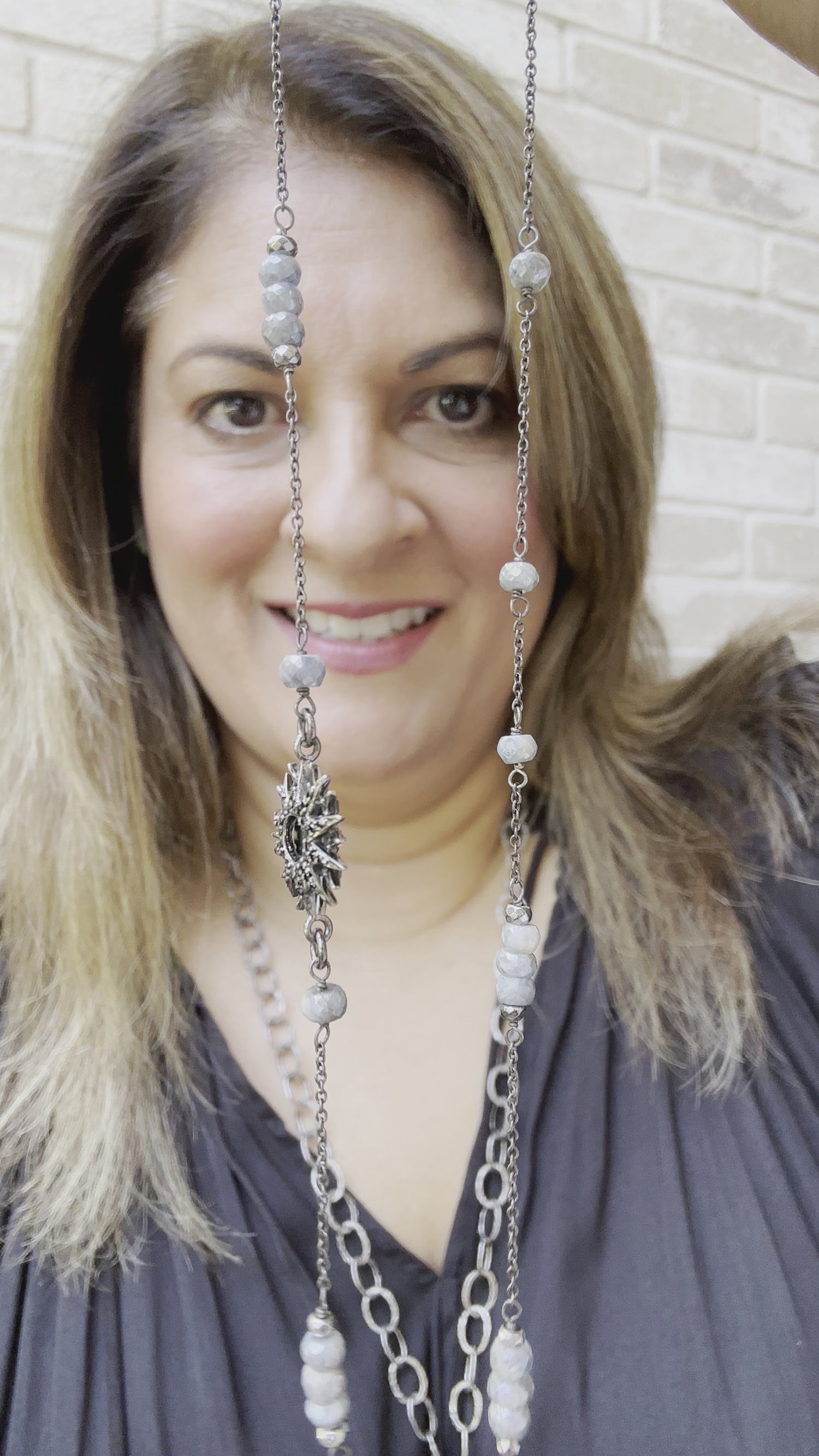Sapphire Necklace with Black Spinel Starburst Accent | Bold Daily Wear | Velvet Blue