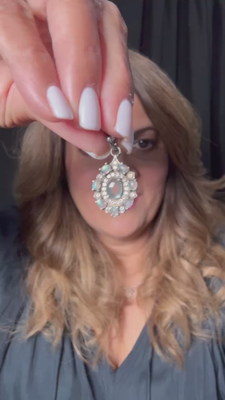 Labradorite and Diamond Pendant