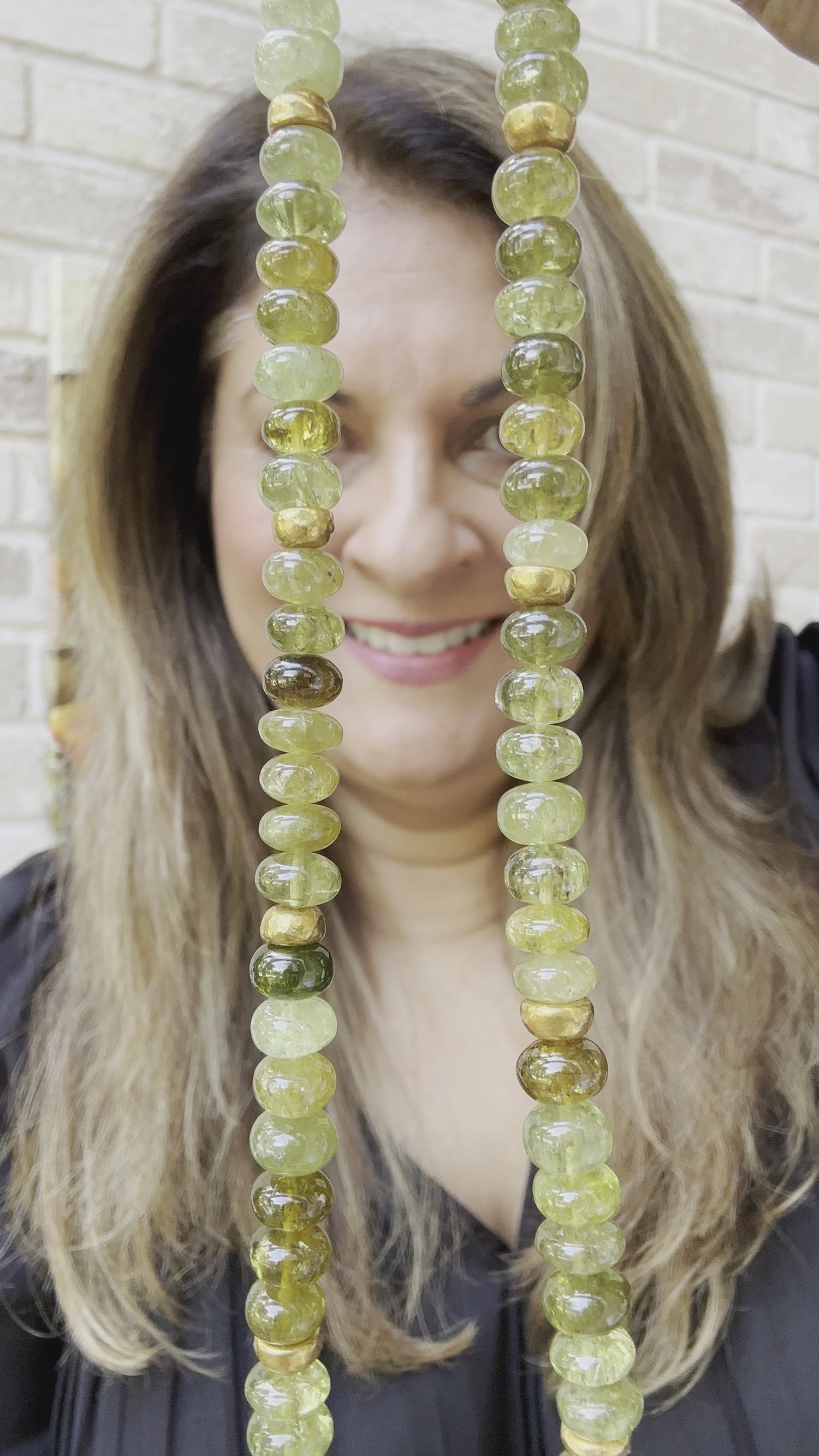 Green Garnet Necklace with 18K Gold Accents | Statement Style | Deep Wine Tones