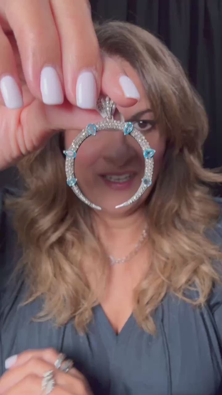 Blue Topaz Crescent Pendant