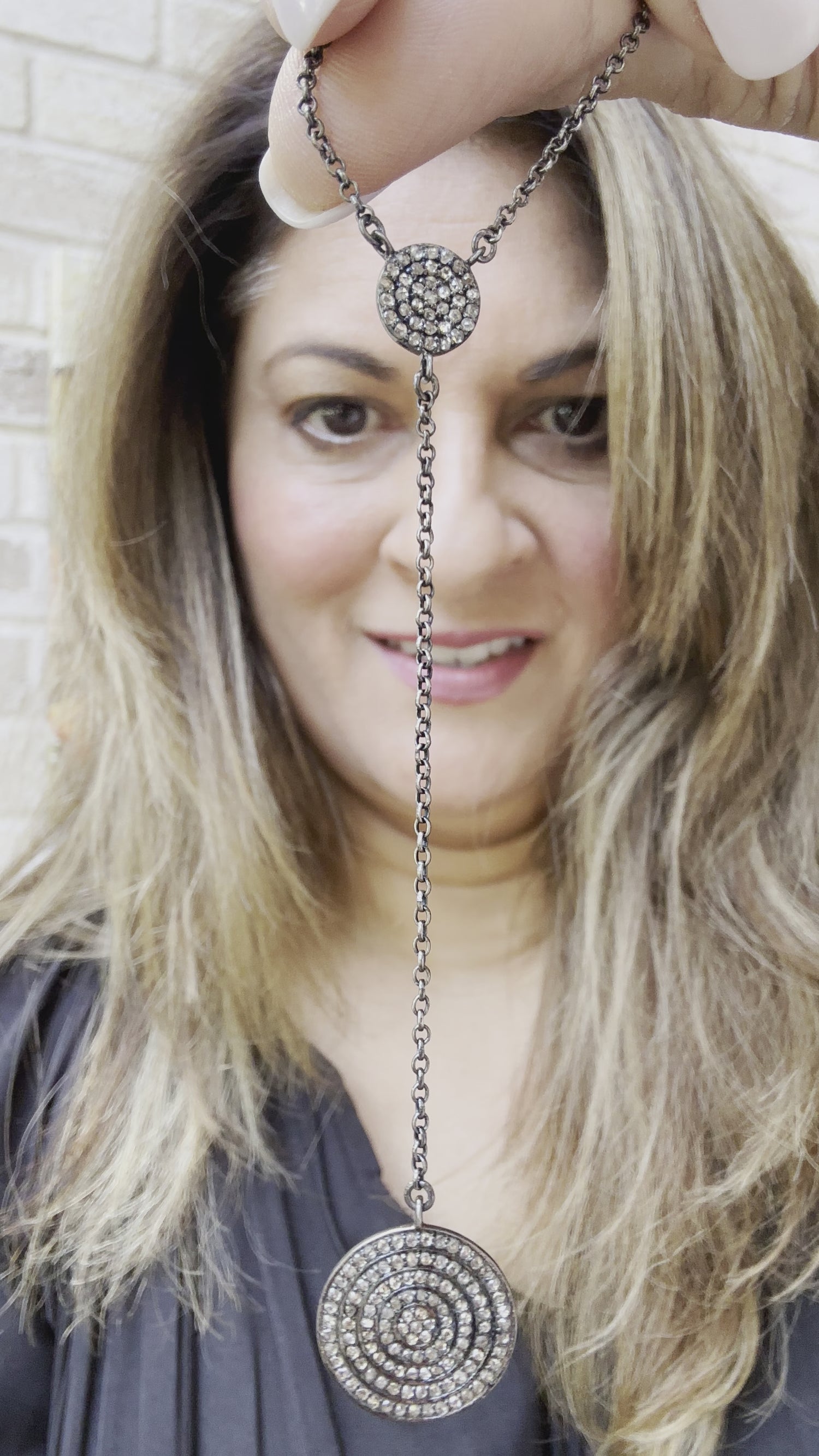 Double Diamond Disc Drop Necklace | Travel-Ready | Investment Brilliance