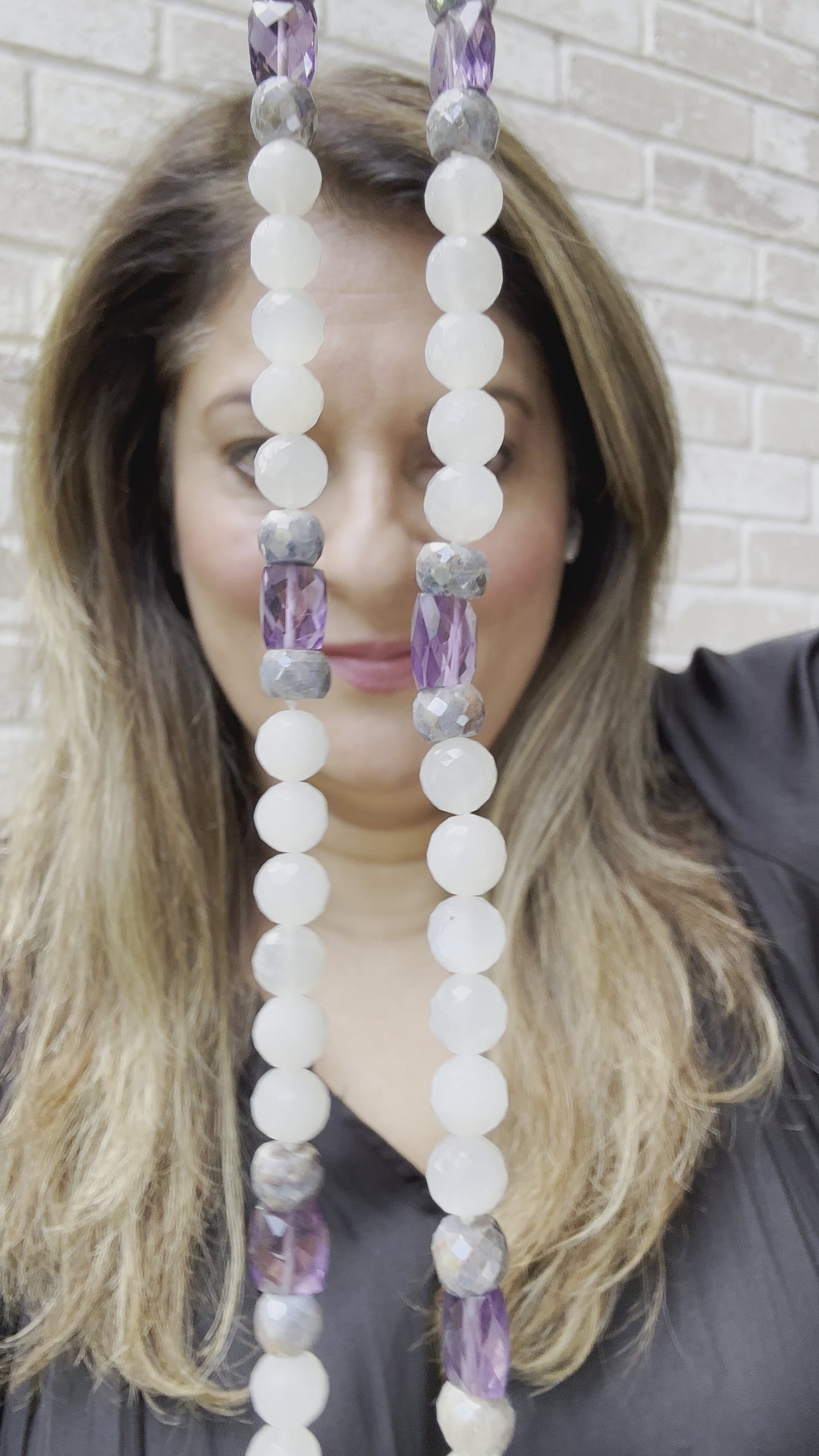 Moonstone, Amethyst and Sapphire Necklace | Layering Made Easy | Lunar Glow