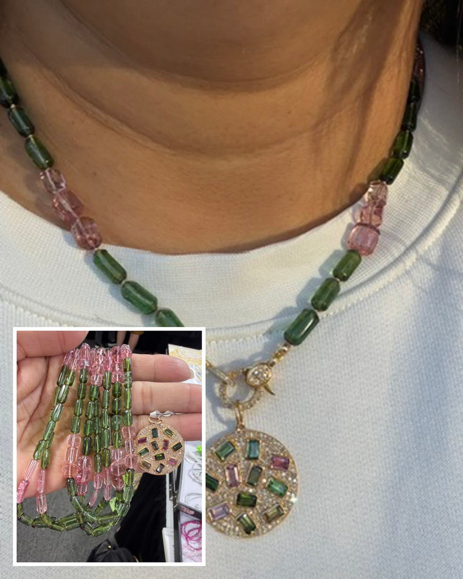 The Tucson strands in the small photo, the necklace they became in the big one
