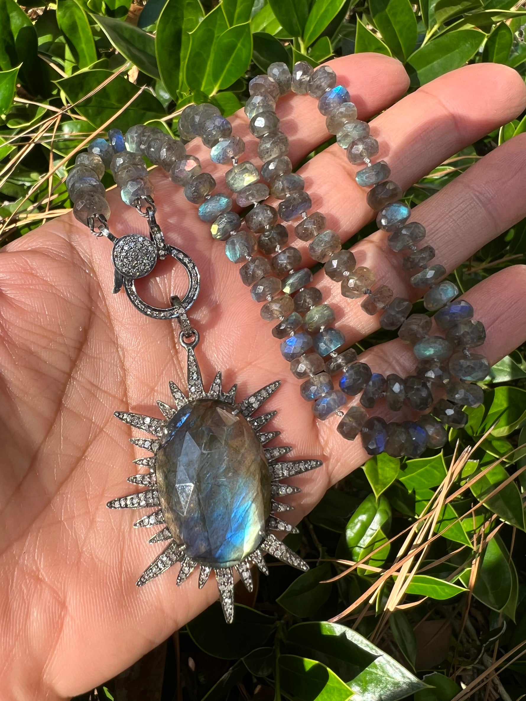 Blue Labradorite Necklace and Labradorite Starburst Pendant | Ulka Rocks