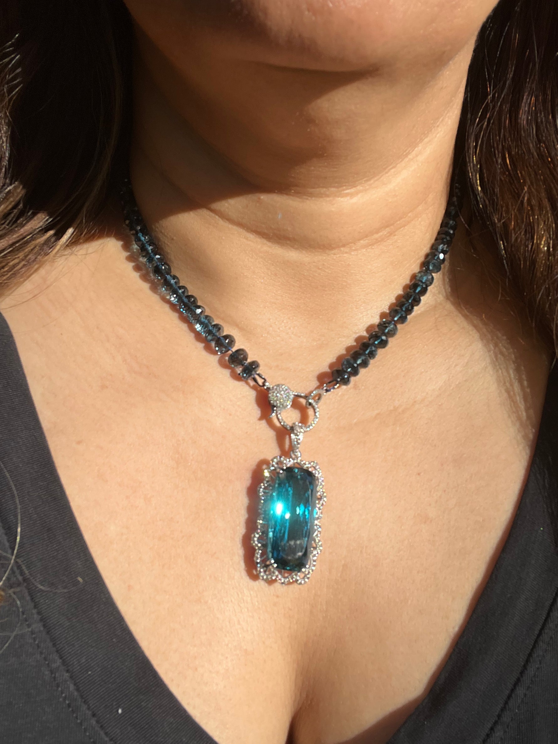 London Blue Necklace and London Blue Diamond Pendant | Ulka Rocks