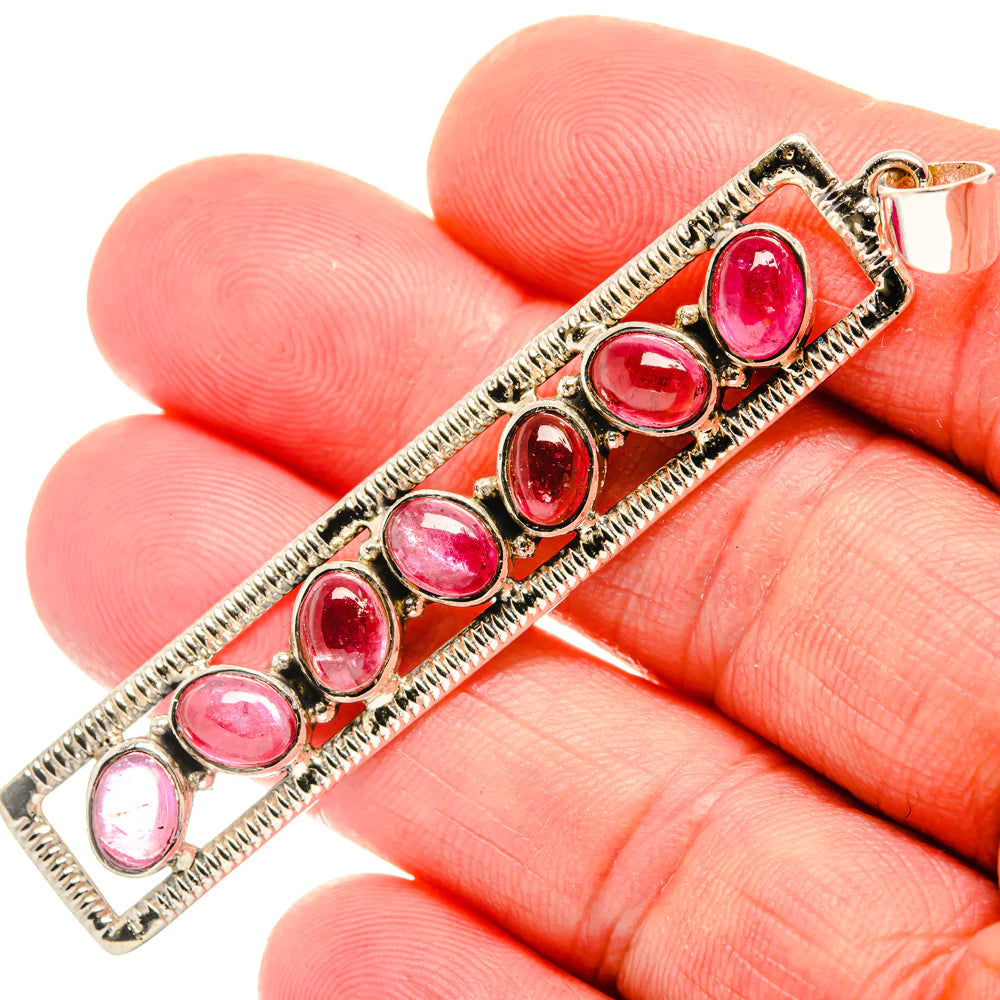 Pink Tourmaline Sterling Silver Bar Pendants | Ulka Rocks