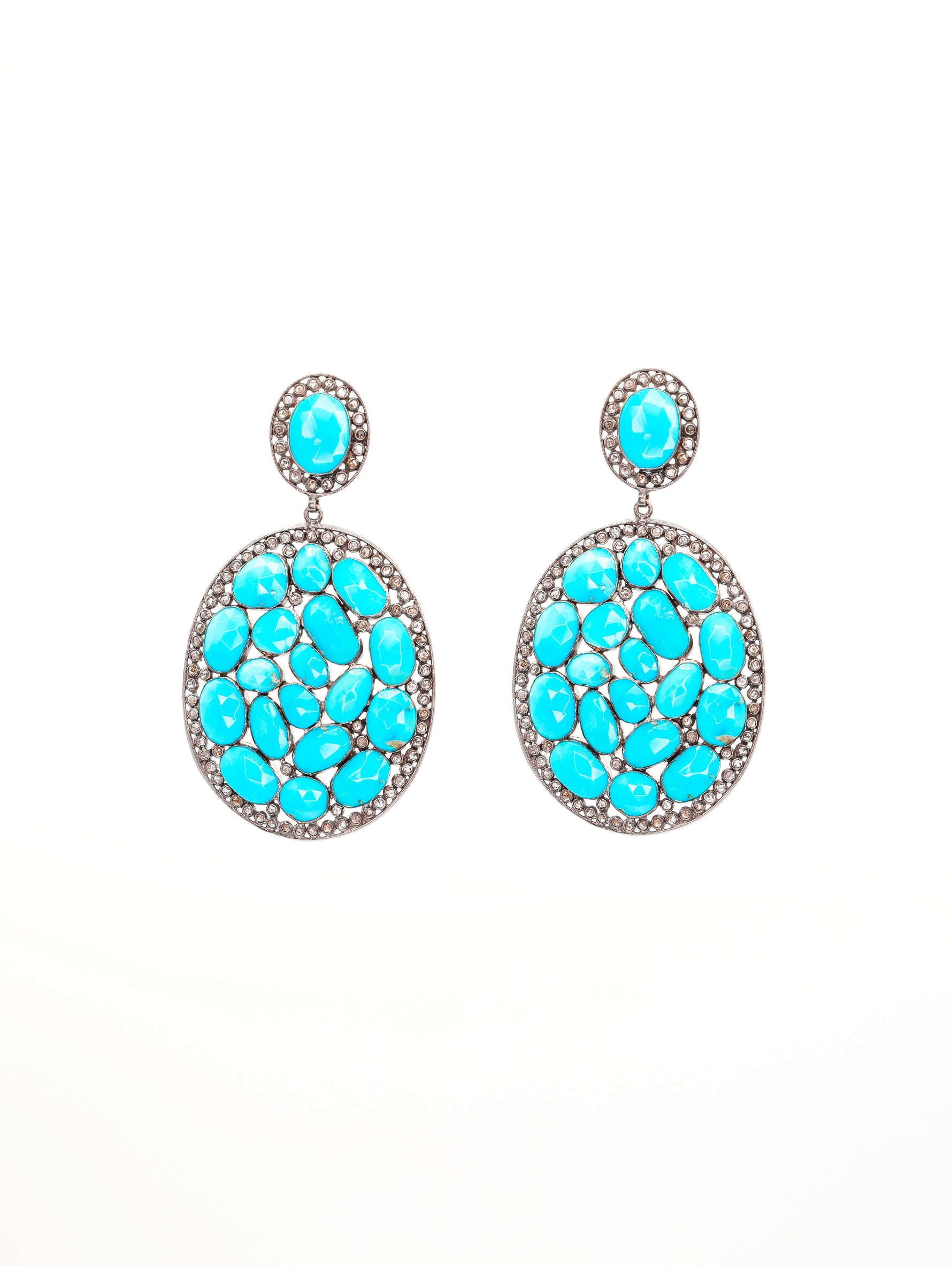 Sleeping Beauty Blue Turquoise Statement Earrings | Ulka Rocks
