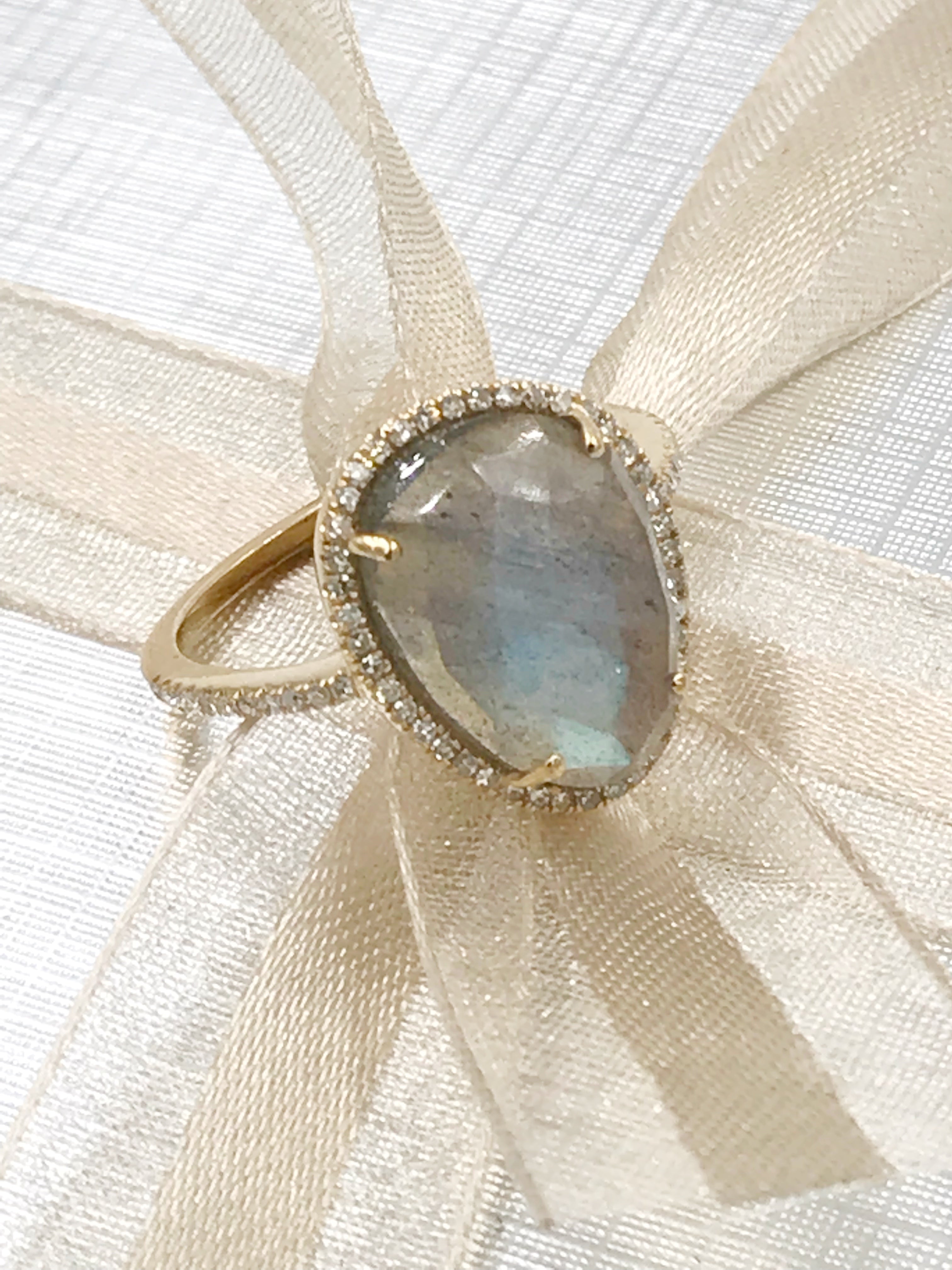Asherton diamond labradorite ring in 14k gold