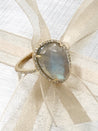 Custom Order for Marlene: Asherton diamond labradorite ring in 14k gold - size 5