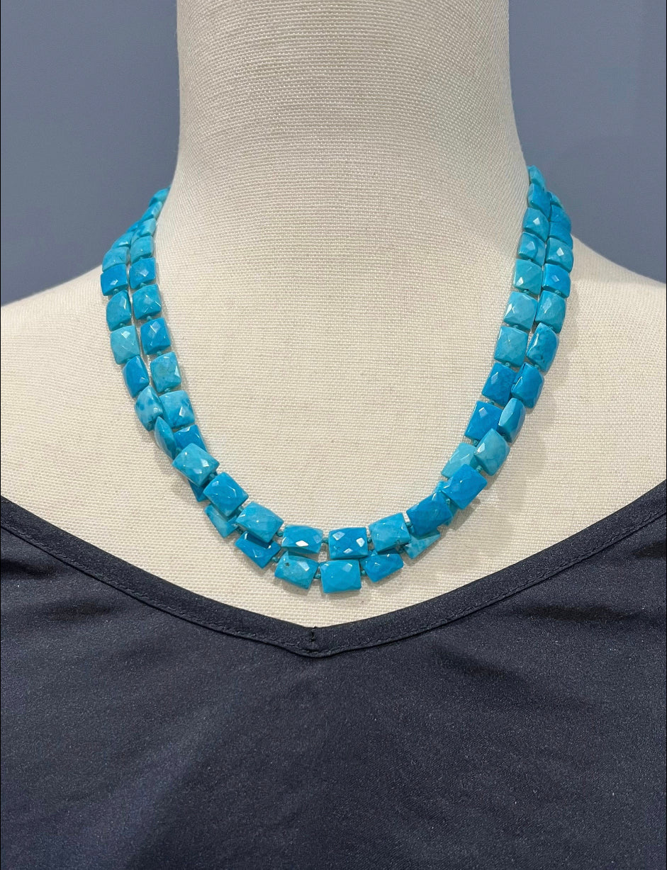 38" Turquoise Sterling Silver Necklace | Ulka Rocks