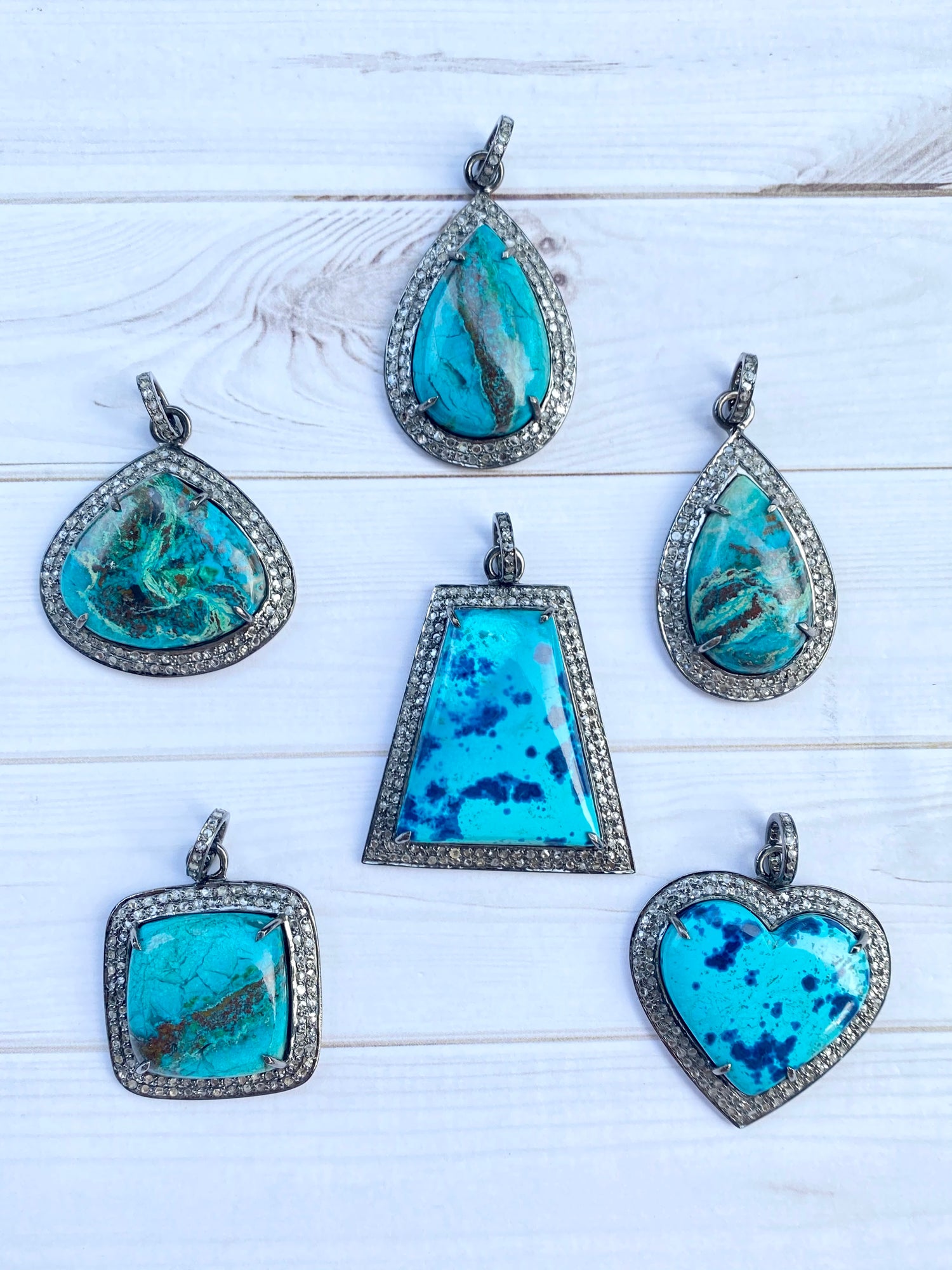 Tiago Collection - Shattuckite and Chrysocolla Pendants | Ulka Rocks