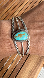 Kingman Blue Turquoise Sterling Silver Bracelet Cuffs | Ulka Rocks