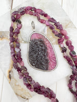 Carved Purple Tourmaline Koss Pendant | Ulka Rocks