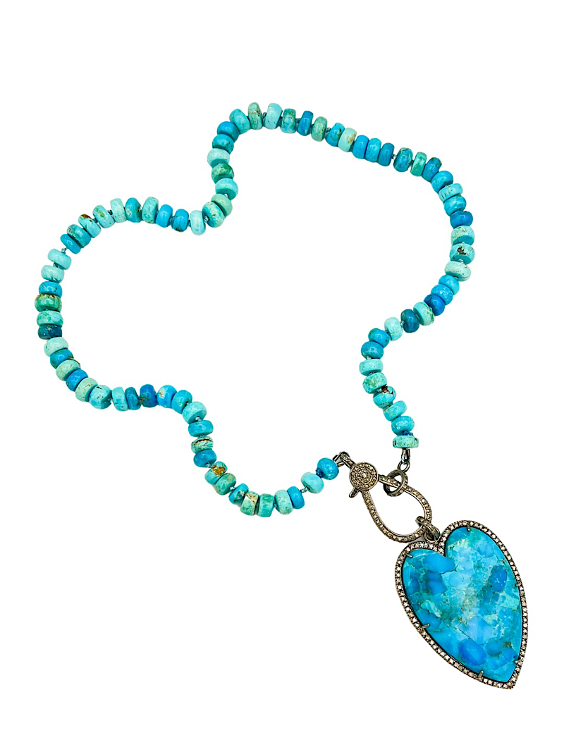 Iron Mountain Blue Turquoise Necklace and Kingman Heart Pendant | Ulka Rocks