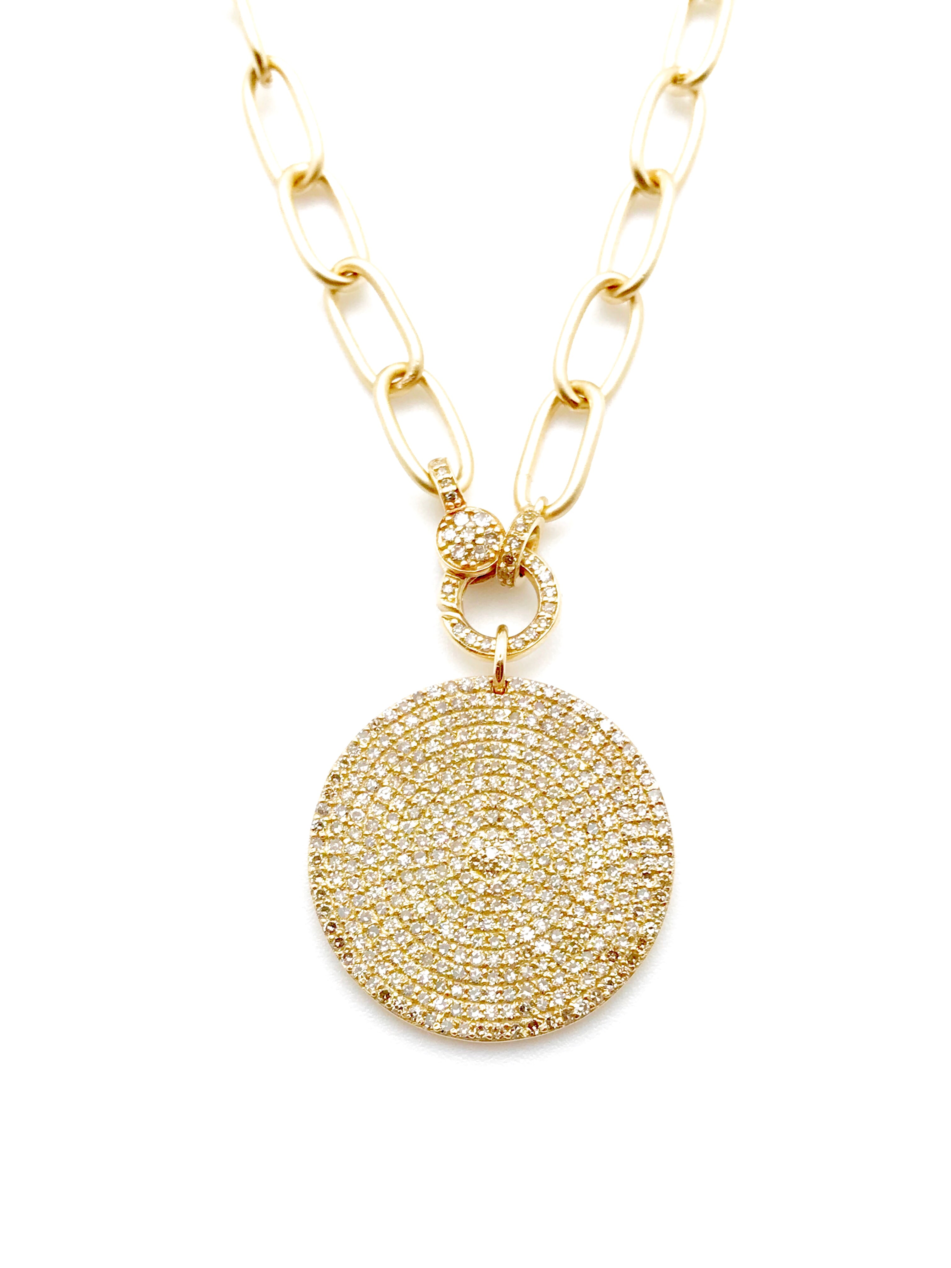 Warrenton Diamond Disc Pendant in 14k Gold