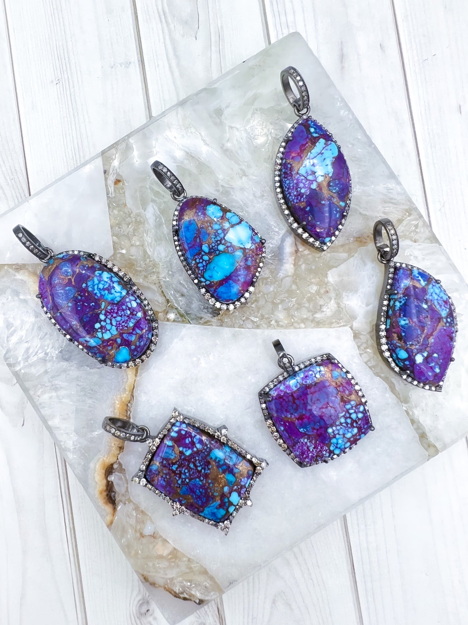 Rare Kingman Purple Purple Turquoise Mohave Pendants | Ulka Rocks