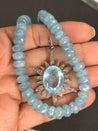 Custom Order for Judi - Aquamarine diamond starburst pendant and Aquamarine necklace with pave diamond clasp