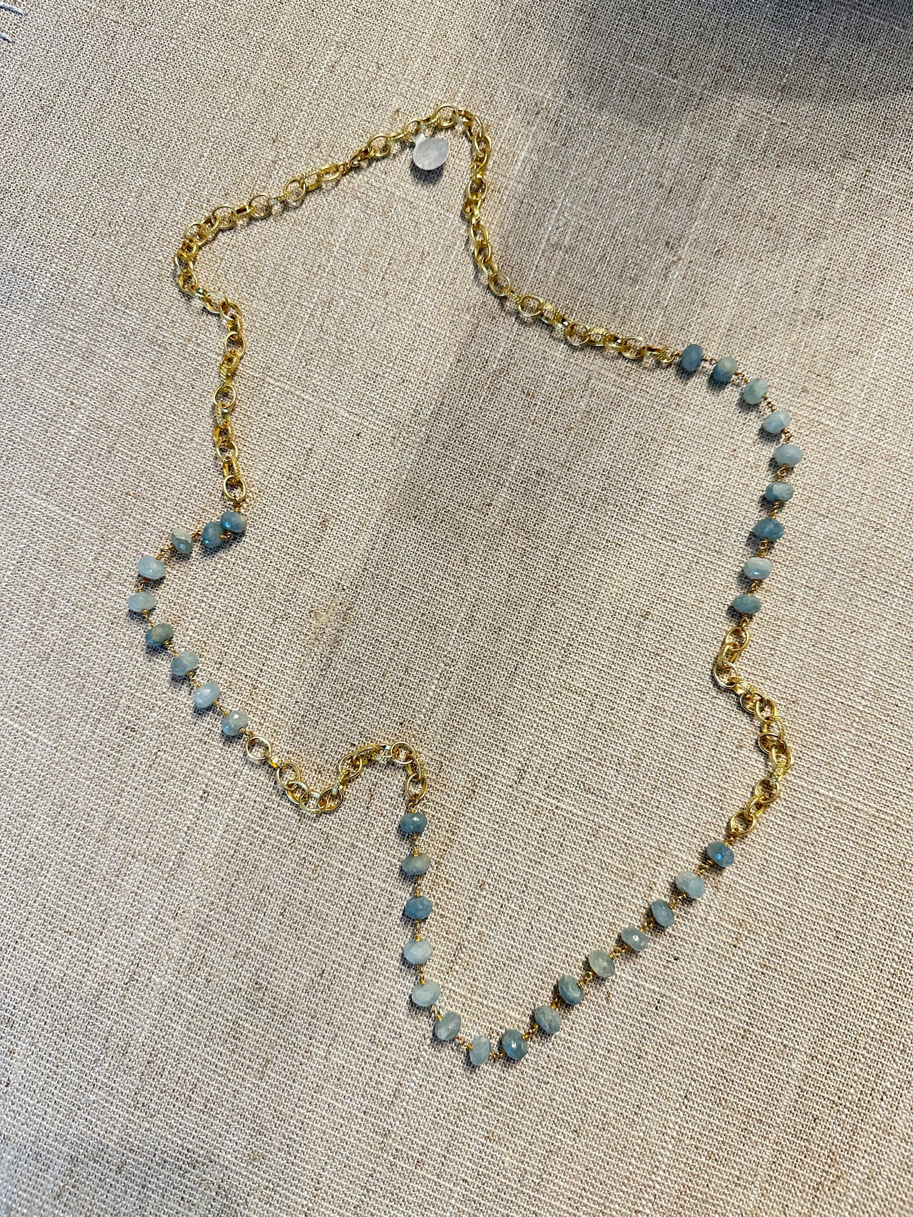 Blue Amazonite and Gold Necklace | Ulka Rocks
