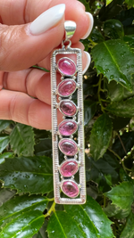 Pink Tourmaline Sterling Silver Bar Pendants | Ulka Rocks