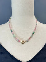 Pastel Afghan Pink Tourmaline 18" Necklace with 14K Gold Clasp | Ulka Rocks
