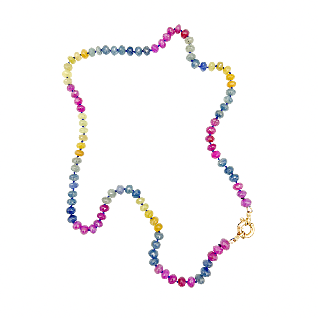 Helotes Prestige Collection - Creamy Pink Sapphire 22" Necklace with 14K Clasp | Ulka Rocks