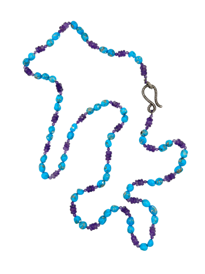 32" Campitos Turquoise and Purple Amethyst Necklace | Ulka Rocks