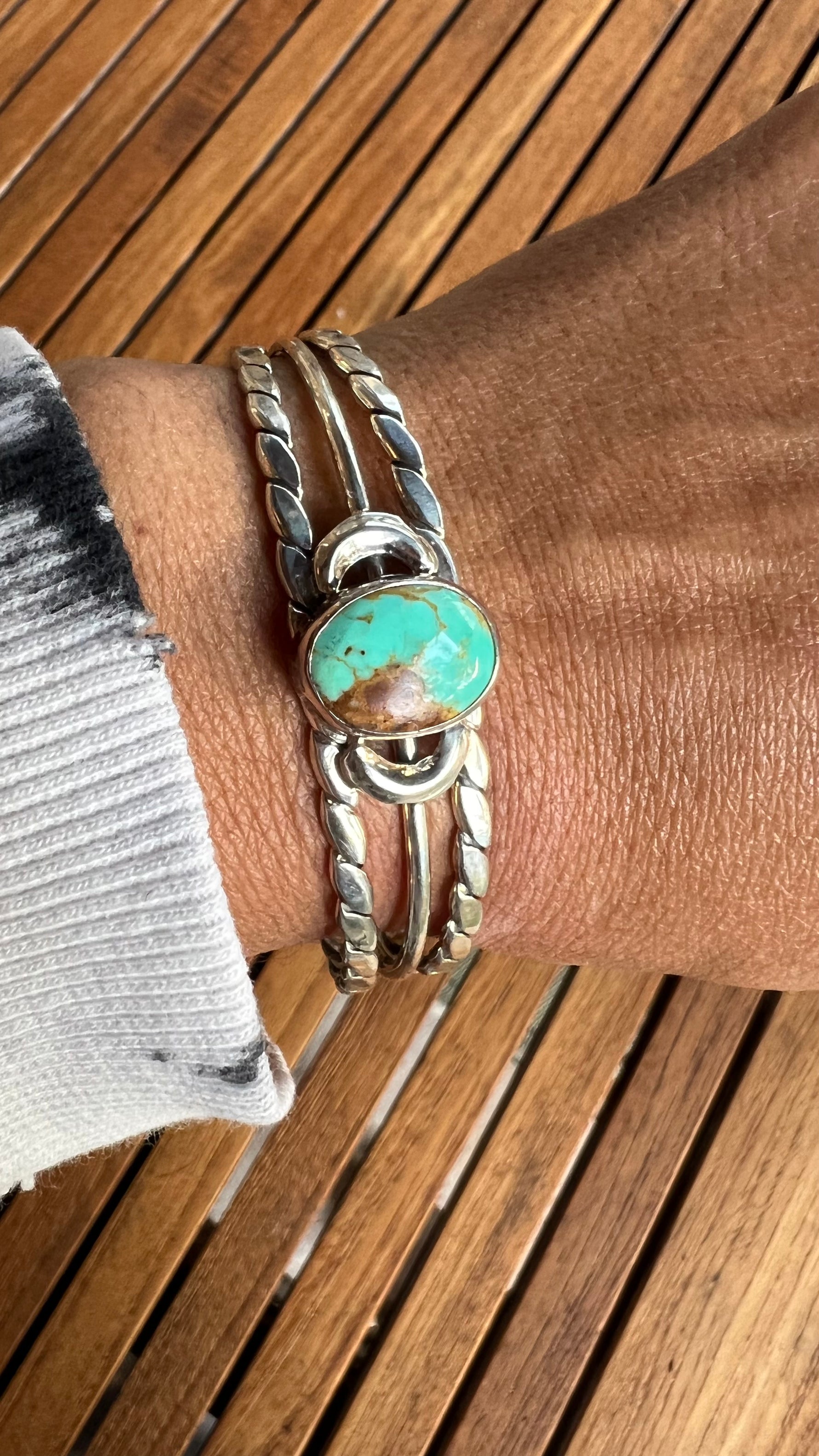 Kingman Blue Turquoise Sterling Silver Bracelet Cuffs | Ulka Rocks
