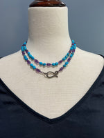 32" Campitos Turquoise and Purple Amethyst Necklace | Ulka Rocks
