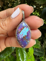 Diamond and Turquoise jewelry alternate angle showing natural stone variation