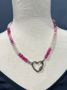 Paradise Collection - Pink Iridescent Necklace with Silver Pave Diamond Heart Clasp