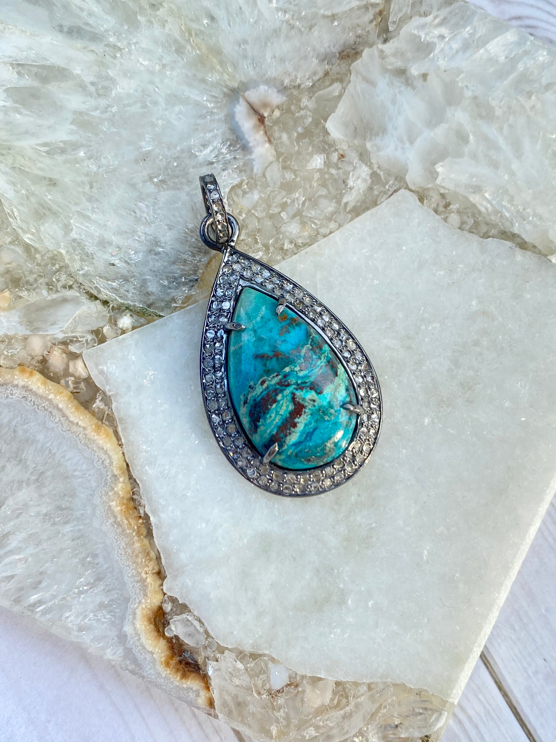 Tiago Collection - Shattuckite and Chrysocolla Pendants | Ulka Rocks
