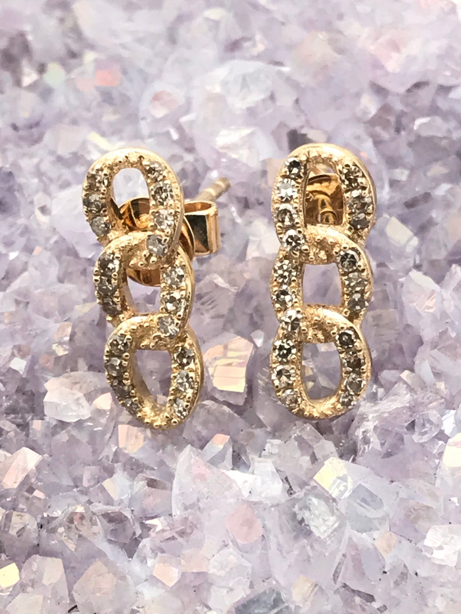 Diamond Chain Link Earrings in 14K Gold | Ulka Rocks