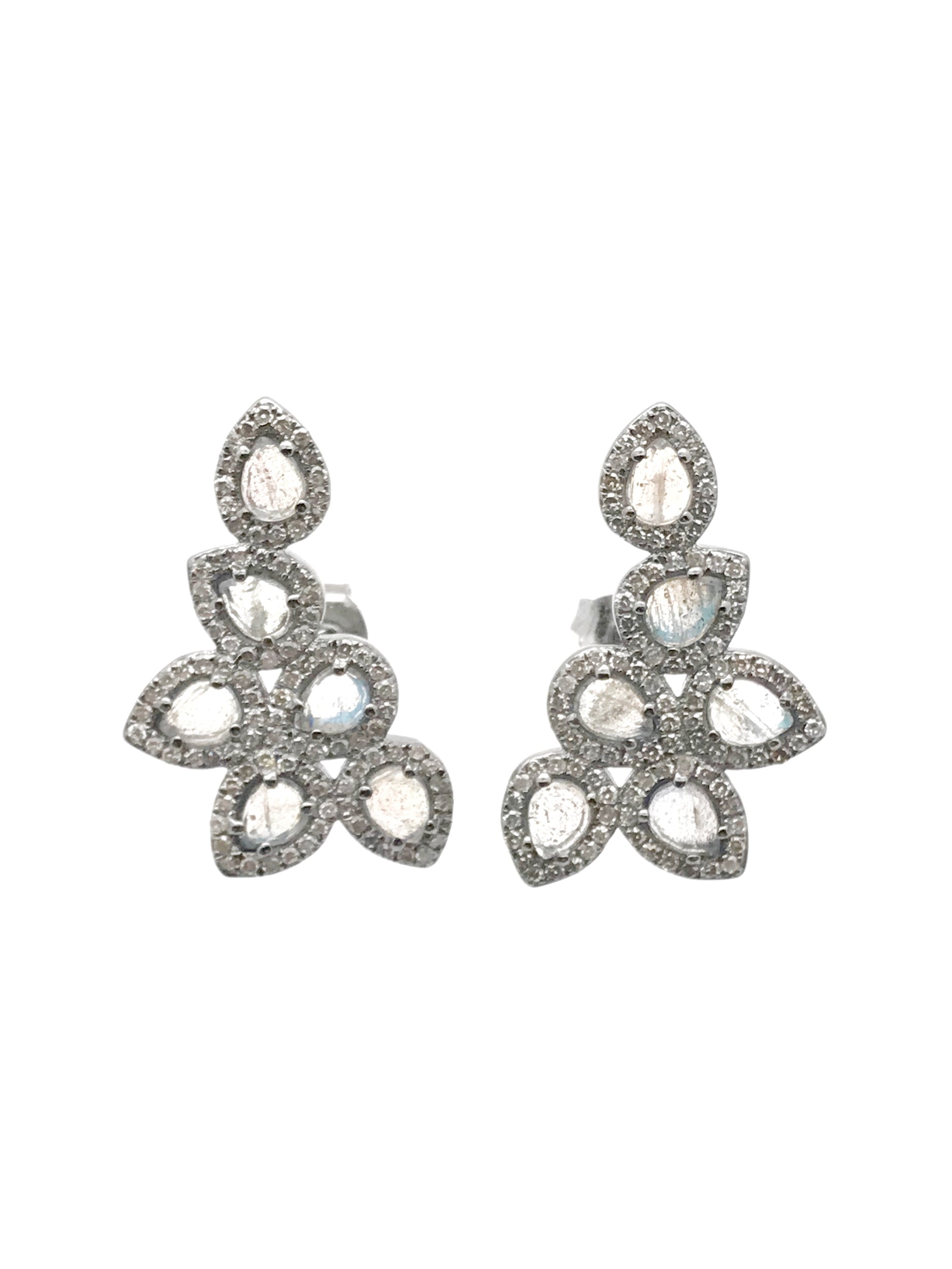 Diamond White Labradorite Crawler Earrings | Ulka Rocks