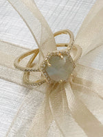 Diamond Gray Labradorite Double Band Ring in 14K Gold | Ulka Rocks